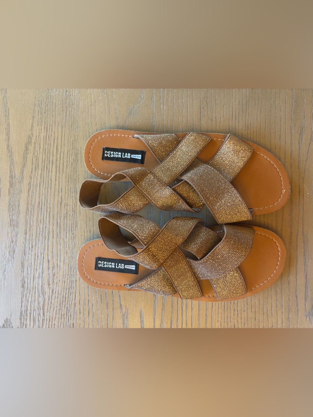 NWt Women’s Metallic Tan Slip-On Sandals